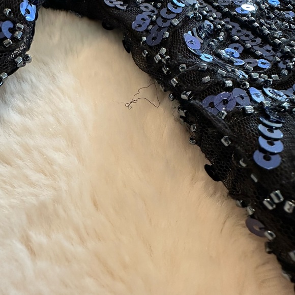 MOLLY BRACKEN SHEER LONG SLEEVE SEQUIN MINI DRESS navy blue size S - Picture 10 of 11